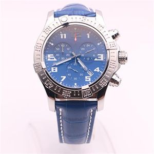 DHgate magasin sélectionné montres hommes seawolf chrono cadran bleu ceinture en cuir bleu montre à quartz montre hommes robe montres261o