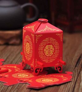 DHL 200 Uds estilo asiático chino rojo doble felicidad silla sedán caja de recuerdos de boda regalo de fiesta favor caja de dulces 8336991