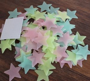 Pegatinas de estrellas que brillan en la oscuridad para pared de 3,8 CM, regalo para bebés y niños, decoración decorativa para el hogar y la habitación de los niños