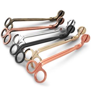 DHL Bougie Mèche Trimmer Ciseaux En Acier Inoxydable Garniture Mèche Cutter Éteignoir Tête Ronde 18cm Noir Rose Or Argent Rouge Bronze En Gros