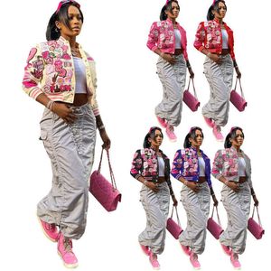 DHL Designer Printemps Style Court Femmes Survêtement Baseball À Manches Longues Imprimé Streetwear Veste