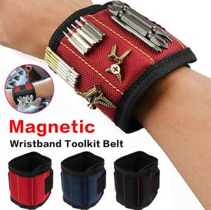 Embalaje de herramientas, pulsera magnética, herramienta de bolsillo, bolsa para cinturón, soporte para tornillos, pulseras de sujeción, práctico juego de herramientas para muñeca con mandril fuerte