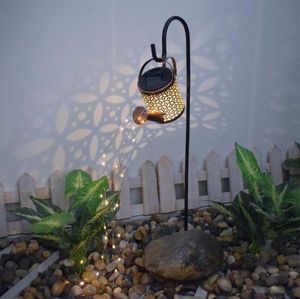 DHL Moderne et simple jardin lumière solaire créative bouilloire de fer douche prise de sol lumière lumières extérieures jardins paysage décoration lampe