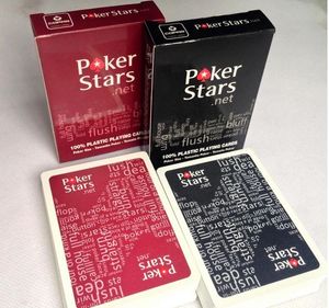 DHL Red / Black Texas Holdem Plastic Playing Game Game Poker Cartes de poker imperméables et ternes Polonais Star Board Games