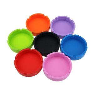 Cendriers en silicone DHL Couleurs pures Camouflage lumineux OEM Logo personnalisé Caoutchouc de qualité alimentaire Porte-cendres de tabac à herbes sèches Cercle rond Étui à cigarettes pour fumer à la maison