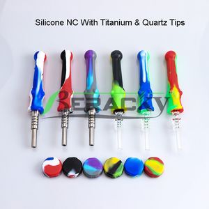 DHL !!! Kit de silicone NC avec astuces de quartz / titane Conseits 14mm Silicone NC Kits NC Tool DAB Mini NC pour les eaux de verre Bongs DAB Planches Fumer