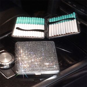 DHL Stainless Steel Crystal Cigarette Cases Shiny Diamond Smoking Holder Storage Stash Box Gift