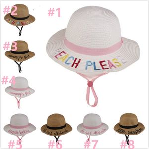 Chapeau de paille de protection solaire pour enfants DHL Summer Little sunshine Beach Caps Ne pas déranger les chapeaux de soleil pliables 8 styles