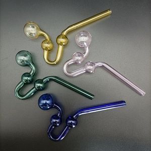 DHL U Style Glass Oil Burner Pipe Tabaco curvo Dry Herb Burning Pipes Ball OD 30mm Colorful Water Handle Naile Tube
