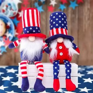 DHL gros américain jour de l'indépendance gnome jouets en peluche rouge bleu à la main patriotique nain poupée enfants cadeau décoration de la maison sxjun12