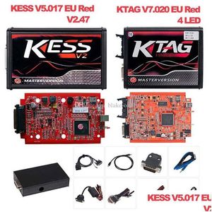 Outils de diagnostic Outils de diagnostic Kess V2.53 V5.017 Eu Red Pcb Titanium Ktag V2.25 V7.020 BDM ECU Obd2 Kit de programmeur de camion Drop Deliv DH0Tj