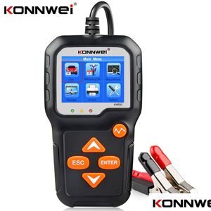 Outils de diagnostic Konnwei Testeur de batterie 12V 6V Batteries de moto de voiture Analyseur de système 2000CCA Outil de test de démarrage de charge KW650 DRO DHCBB