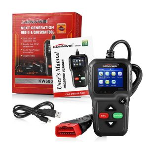 Outils de diagnostic Odb2 Konnwei Kw680 Outil de diagnostic de voiture Obd2 Motive Scanner Better Ad410 Engine Fat Code Reader Scan Obd 2 Scanner D Dhxl3