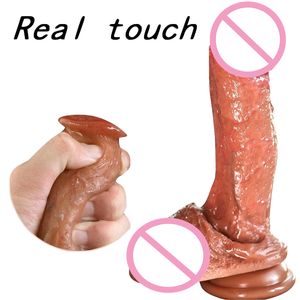Diamètre 4,5 cm Real Skin Touch Gode réaliste avec ventouse Gros pénis en silicone pour les femmes Masturbation Lesbain Sex Toy Femme CX200708