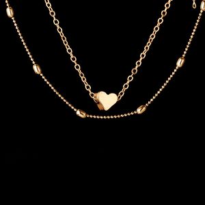 Collar de corazón de amor, cadenas de oro y plata, gargantillas multicapa, collares con colgante para mujer, joyería de moda, regalo de arena