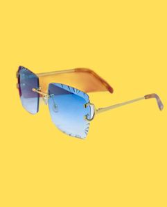 Lunettes de soleil coupées en diamant hommes et femmes fil élégant C Luxury Designer Sun Glasses Driving Shades Outdoor Protect Eyewear Gafas de Sol9253602