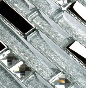 Azulejos de vidrio de diamante, protector contra salpicaduras de cocina, espejo plateado, azulejos de baño de pared de cristal entrelazados SSMT3112225636