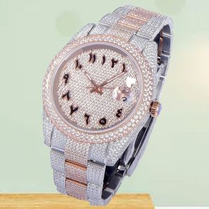 Montre mécanique automatique de luxe pour femme, diamant, boucle de table pliante de 41mm, petit rond, montre de sport en acier inoxydable 904, cadeau pour petit ami et petite amie