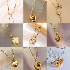 Collares de diamantes Joyas de diseñador MOISSANITE CLOVER COLETROS CARGOS DE TITANIUM ELEMA AMOR AMOR Men Mujeres Moda Regalo hermana Tener Floral Naturaleza Caja