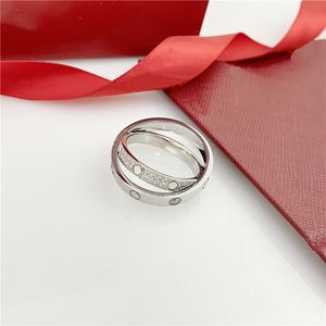 bague en diamant pour femme bague de créateur classique bagues de bijoux de luxe de luxe pour couples titane acier or argent rose double cercle ne se décolore jamais non allergique