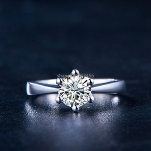 moissanite Diamond Solitaire Ring Bridal Engagement Wedding Rings for Women Fashion Jewelry Gift Will and Sandy