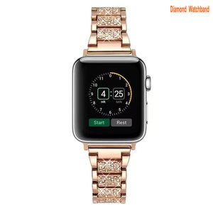 Bracelet de montre en acier inoxydable diamant compatible avec Apple Watch Series 8/7 45 mm 6/5/4/SE 44 mm Bracelet robuste en métal Coque de protection pare-chocs pour iWatch Band Hommes