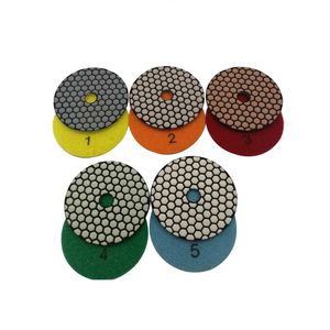 Diamond Stone Polishing Tools 5 Step Dry Polishing Pads Diamond Flexible Dry Polishing Disc for Granite Marble Tiles 10PCS