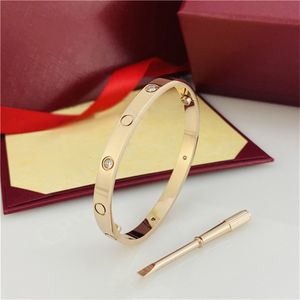 Diamond Tennis Bracelet Love Gold Bracelet Design Bangle 4CZ Titanium Steel Carti Pulseras para mujeres hombres Trendy Bracelet Vintage Jewelry con bolsa de terciopelo