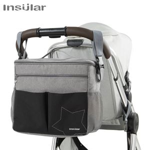 Diaper Bags Insular Baby Diapers Bag Outdoor Travel Mommy Bag for Stroller Large Capacity Insulation Nursing Bag Polyester Solid Diaper Bag 230316