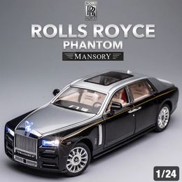 Modèle moulé sous pression 1/24 Rolls Royce Phantom en alliage de zinc, jouet simulé, voiture en métal pour enfants, collection de cadeaux 230912