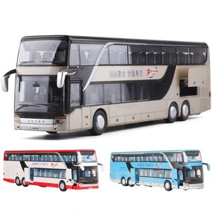 Diecast Modelo 1 50 Setra Bus Toy Car para Boy Diecast Modelo para niños Retroceda en miniatura Ligera de sonido Educational Collection Kid 230811