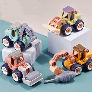 Diecast Model 3D Dinosaur Assembly Novelty Children Screw DIY Car Toys Cute Tractor Shaped Friction Power Play Lawn Games Gift 230605