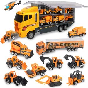 Modelo fundido a presión, juego de camiones de construcción grandes, Mini coche de aleación 1/64, juguetes a escala, vehículos, ingeniería de camiones para niños 231030