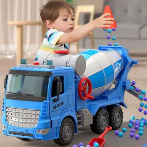 Modèle de voiture moulé sous pression Simulation électrique ingénierie mélangeur camion modèle inertie transporteur béton ciment camion lumière musique jouets éducatifs enfant garçon 230823