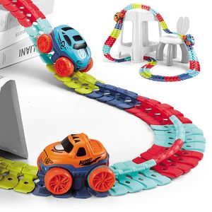Diecast Model car Flexible Railway Car Toys Pista cambiable con LED Light Race Car DIY Montado Racing Track Set Juguete creativo para niños Niños 230526