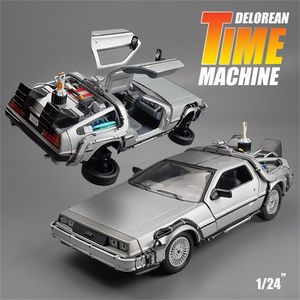 Diecast Model car WELLY 1 24 Alloy Car DMC-12 delorean back to the future Time Machine Metal Toy For Kid Gift Collection 220919