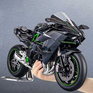 Diecast Model Cars 1 9 KAWasaki H2R Ninja Aleación Die Cast Modelo de motocicleta Colección de vehículos de juguete Sonido y luz Off Road Autocycle Toys CarL23116