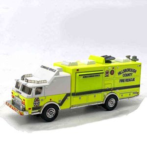 Coches en miniatura fundidos a presión, camión de bomberos americano de 11CM, vehículos de tren de rescate, modelo en miniatura fundido a presión, colección de coches de juguete, regalos colectivos 0915