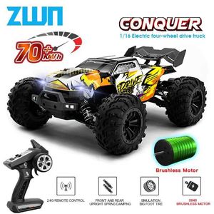 Coches modelo fundido a presión ZWN 1 16 70 KM/H o 50 KM/H 4WD RC Car con coches de control remoto LED Drift Monster Truck de alta velocidad para niños vs Wltoys 144001 ToysL20310/7