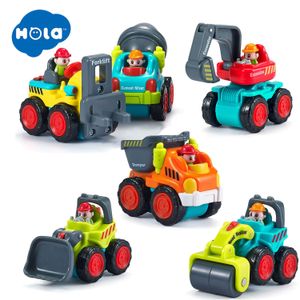 Modèle moulé sous pression HOLA Baby Construction Truck Toys Playset Mini Pocket Size Push and Go Vehicle Toy for Infant Toddler 18 Months Boys 230617