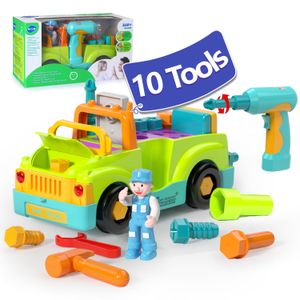 Modèle moulé sous pression HOLA Baby Take Apart Tool Truck Bump and Go Multifonctionnel Toy Car avec perceuse électrique pour 3 ans Garçons Filles 230617