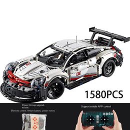 Modèle moulé sous pression en Stock Porscheed 911 RSR Super Racing blocs de construction techniques briques vitesse voiture jouets cadeaux pour enfants 42096 230713