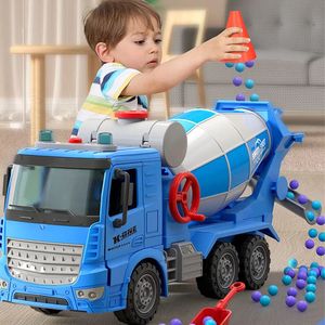 Modèle moulé sous pression grande Simulation ingénierie mélangeur camion inertie transporteur béton ciment lumière musique enfants jouets cadeau 231213