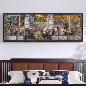 Diego Rivera Detroit Industrie Affiche Horizontal Wall Art Print toile PEINTURE IMAGES POUR LA CHAMBRE NORDIQUE DÉCOR