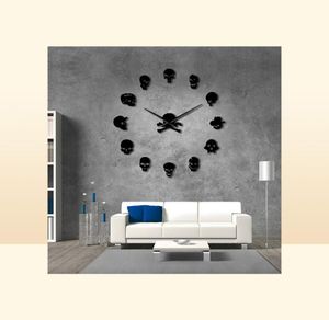 Diferentes cabezas de calavera DIY Horror Wall Art Giant Wall Reloj Big Needle Big innume Zombie Heads Gran pared Reloj Halloween Decoración 2011098504