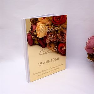 Différents Styles personnalisé mariage Signature livre d'or personnalisé miroir couverture vide blanc Pages vierges décor de fête 220812