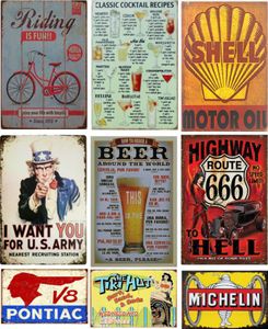 different themes beer garage warning Motor Vintage Craft Tin Sign Retro Metal Painting Poster Bar Pub Wall Art Sticker J9