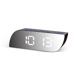 Horloge miroir numérique LED veilleuses température fonction Snooze alarme s USB Table bureau décor à la maison utilisation de la batterie 220426