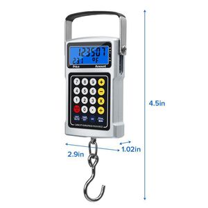 Balances numériques 7 en 1 balance électrique pour bagages de poisson pesant 50 kg avec une calculatrice ruban à mesurer rétro-éclairage