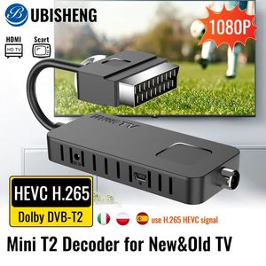 Digital Terrestrial Decoder DVB T2 H265 HEVC Scart TV Receiver UBISHENG HD DVB-T2 PVR TV Tuner with 2in1 Remote Control